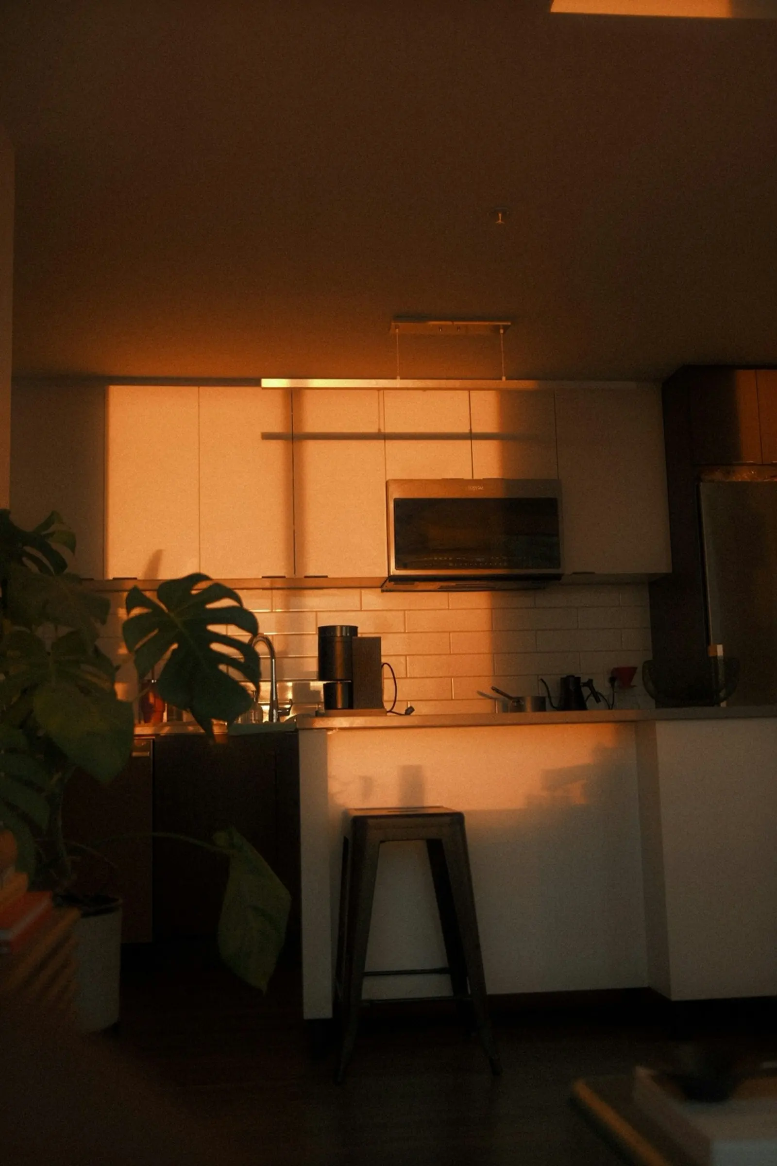 A kitchen in the first warm light of the morning